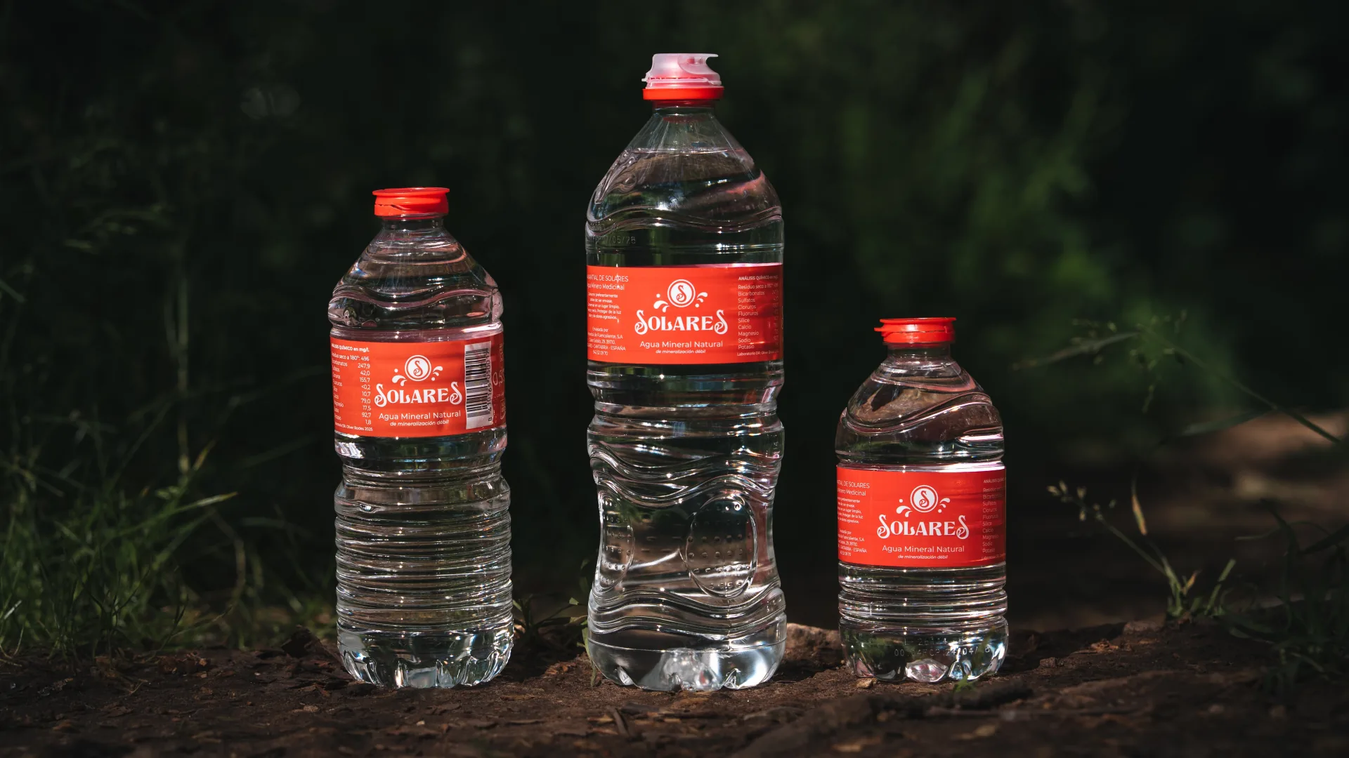 Botellas de Agua Mineral Natural Solares en sus distintos formatos